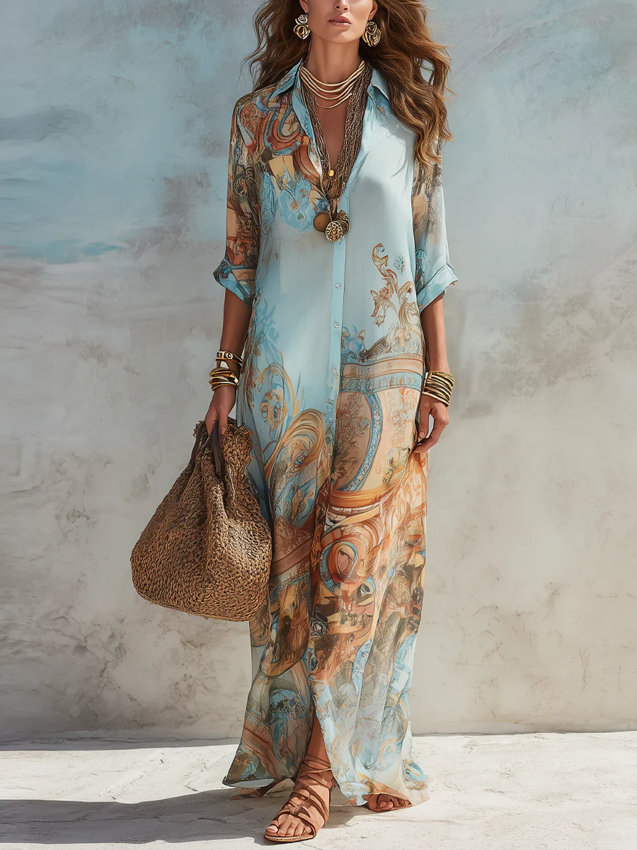 Serena | Vestido tipo camisa Mediterráneo