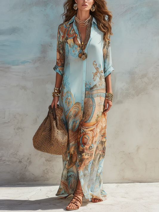 Serena | Vestido tipo camisa Mediterráneo